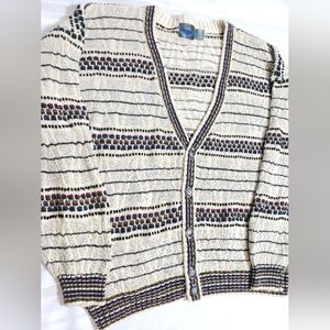 Vintage Oversized Knit Sweater Cardigan Size Large Etchings